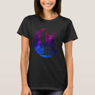 Camiseta Gato Espacial Com Bandeira Bissexual Da Lua Orgulh