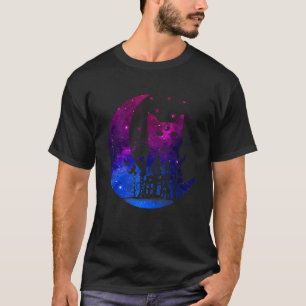 Camiseta Gato Espacial Com Bandeira Bissexual Lua Orgulho B