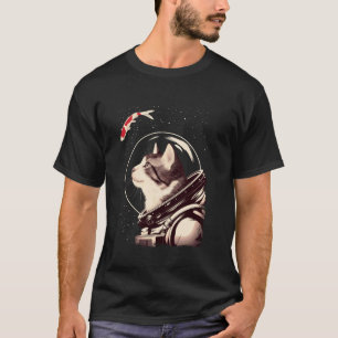 Camiseta Gato Espacial Divertido Astronauta para Homens Mul