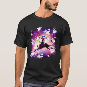 Camiseta Gato Espacial em Camelo Unicórnio Café