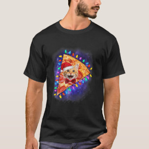Camiseta Gato Espacial Engraçado Em Uma Pizza Galáxia Kit