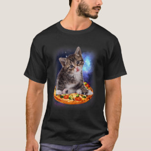 Camiseta Gato Espacial Kitty Pilotando Pizza Galáxia Fast F