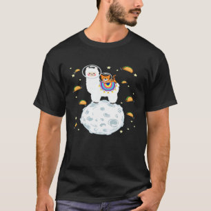 Camiseta Gato Espacial Montando Llama estampa Tacos Premium