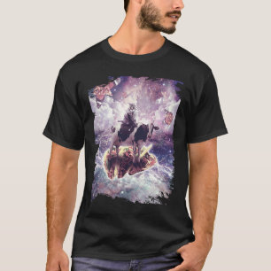 Camiseta Gato Espacial Montando Vaca Unicórnio Pizza & Taco