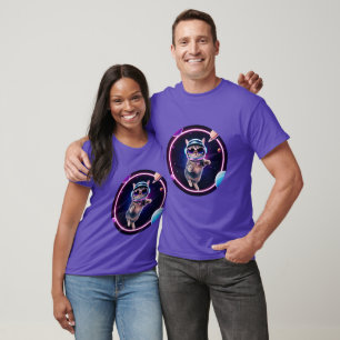 Camiseta Gato Espacial Neon – Arte Colorida de Gatinho Cósm