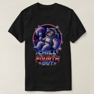 Camiseta Gato Espacial Patriótico 4 de Julho