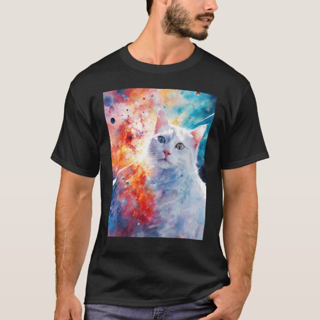 Camiseta Gato Espacial Supernova Explosão Gato (Frente)