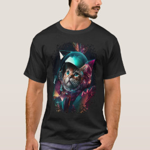 Camiseta Gato Espacial usando Capacete Espacial de Cristal