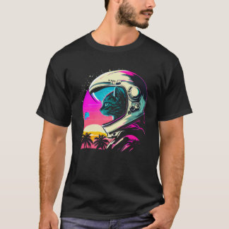 Camiseta Gato Espacial Vaporwave Estético Anos 80 90 Astron