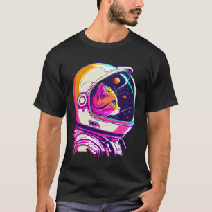 Camiseta Gato Espacial Vaporwave Estético Astronauta 80s 90