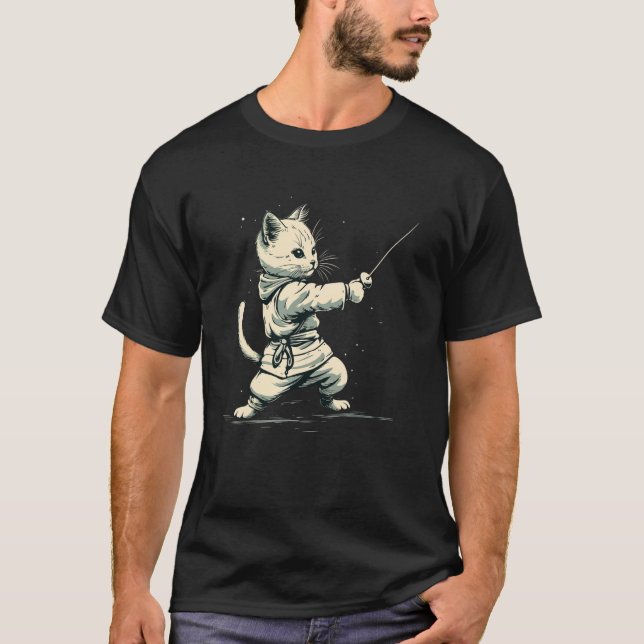Camiseta Gato Espadachim sobre Esgrima (Frente)