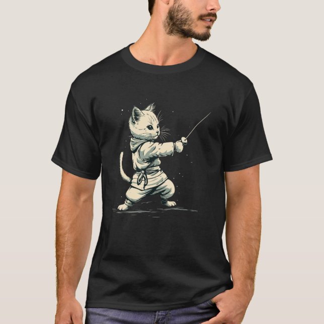 Camiseta Gato Espadachim sobre Esgrima (Frente)