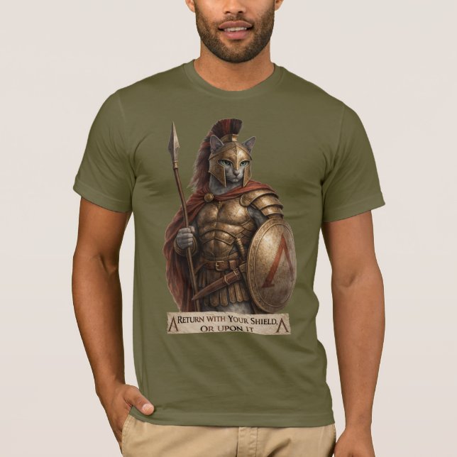 Camiseta Gato Espartano Azul Russo (Frente)