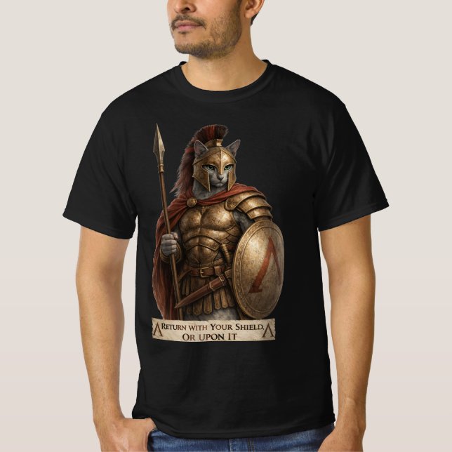 Camiseta Gato Espartano Azul Russo (Frente)