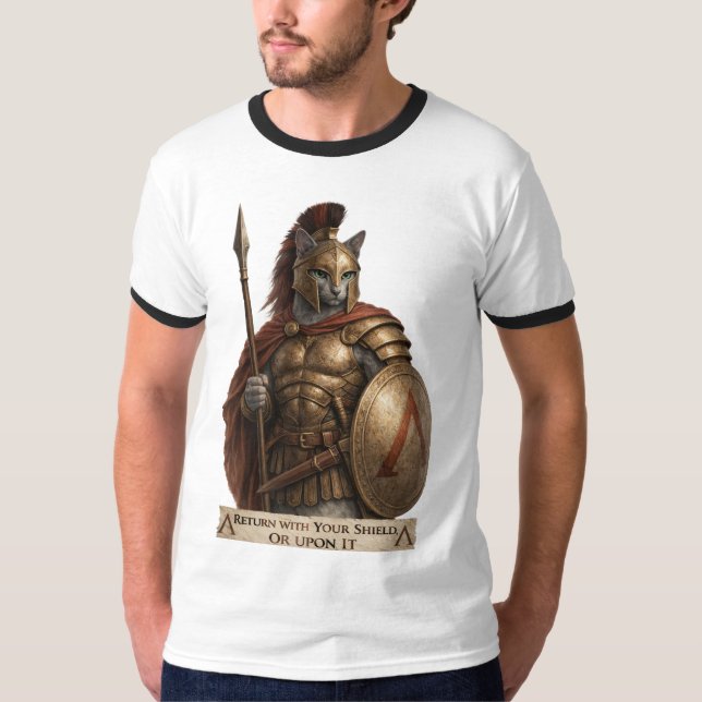 Camiseta Gato Espartano Azul Russo (Frente)