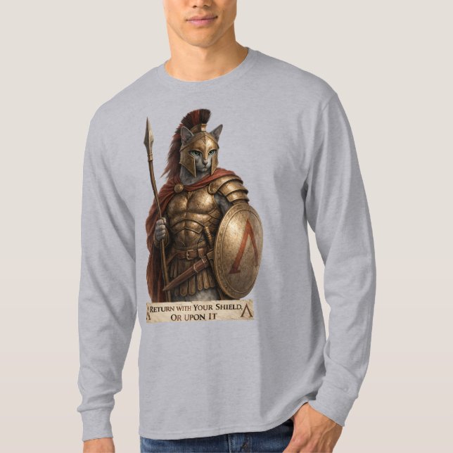 Camiseta Gato Espartano Azul Russo (Frente)