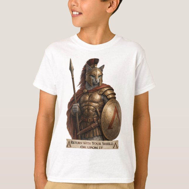 Camiseta Gato Espartano Azul Russo (Frente)