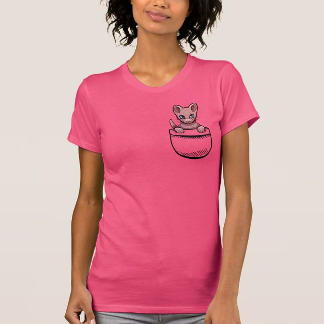 Camiseta Gato Esphynx Cute Pocket (Frente)
