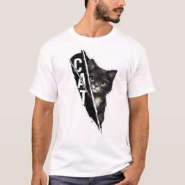 Camiseta Gato Espiando Gráficos – Arte Moderna de Gato I