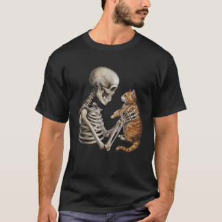 Camiseta Gato Esqueleto Caveira Gatinho Fofo Gótico Adulto