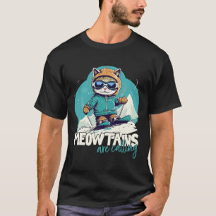 Camiseta Gato Esquiando Aventura Esportiva de Inverno Diver