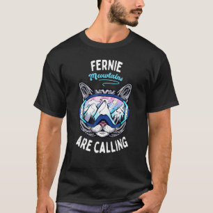 Camiseta Gato esquiando Fernie Columbia Britânica Canadá