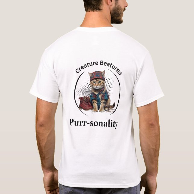 Camiseta Gato esquisito no Escócia Tartan | Engraçado Sarca (Verso)