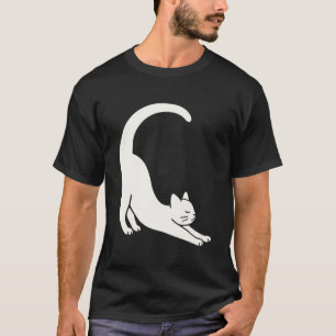 Camiseta Gato Esticado Arte Minimalista Linha Retro Gráfico