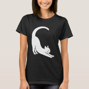 Camiseta Gato Esticado Arte Minimalista Linha Retro Gráfico