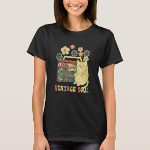 Camiseta Gato Estilo Groovy Alma Flores Retro Flor Silvest