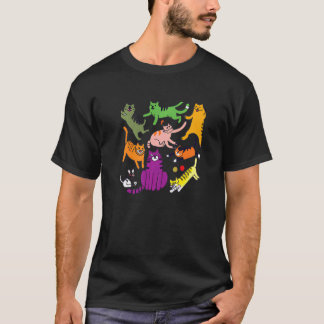 Camiseta Gato Estilo Retro itty Gatos Multicolor para Menin