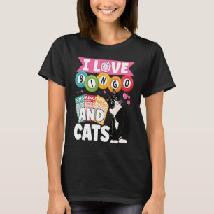 Camiseta Gato  Eu Amo Bingo E Gatos Jogador De Bingo Aposta
