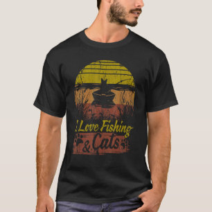 Camiseta Gato Eu Amo Pescar e Gatos Apresentam Bagre de Boc