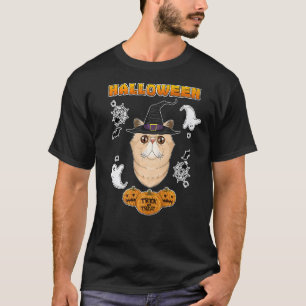 Camiseta Gato Exótico de Pelo Curto  Feliz Halloween
