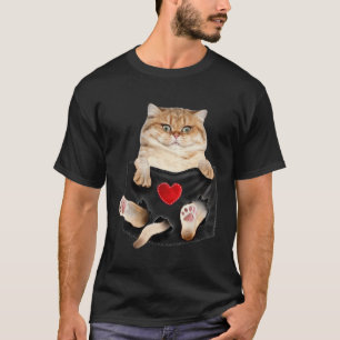 Camiseta Gato Exótico de Pelo Curto no Bolso