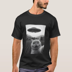 Camiseta Gato Exótico Selfie Divertido Abdução Alienígena A