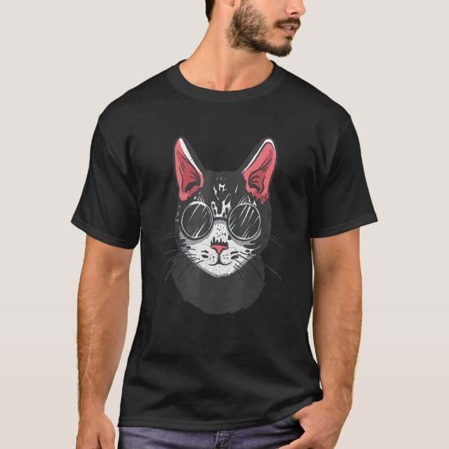 Camiseta Gato Extravagante Com Óculos De Sol (Frente)