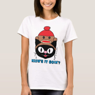 Camiseta GATO FALA! Gata Preta c/ Chapéu de Macaco de Meia