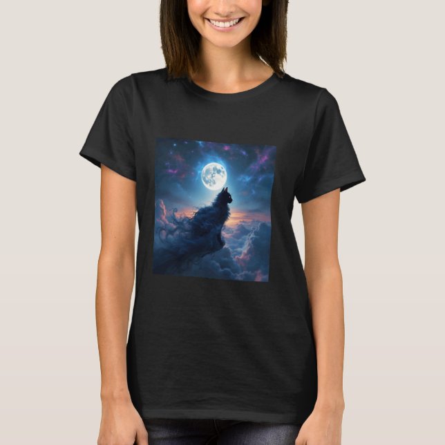 Camiseta Gato Fantasia Nuvens Lua (Frente)