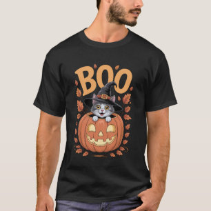 Camiseta Gato Fantasiado em Abóbora Gato de Halloween