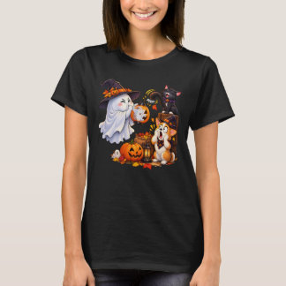 Camiseta Gato Fantasma Abóbora Lanterna Surpresa de Hallowe