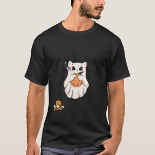 Camiseta Gato Fantasma Bonito com Pumpkin Spooky Hallowee