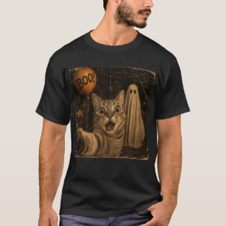 Camiseta Gato Fantasma BOO Engraçado Halloween