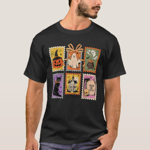 Camiseta Gato Fantasma Caveira Abóbora de Halloween Coquete