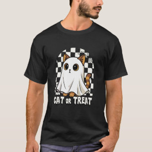 Camiseta Gato Fantasma Claw ou Treat Adorável Fantasia de H