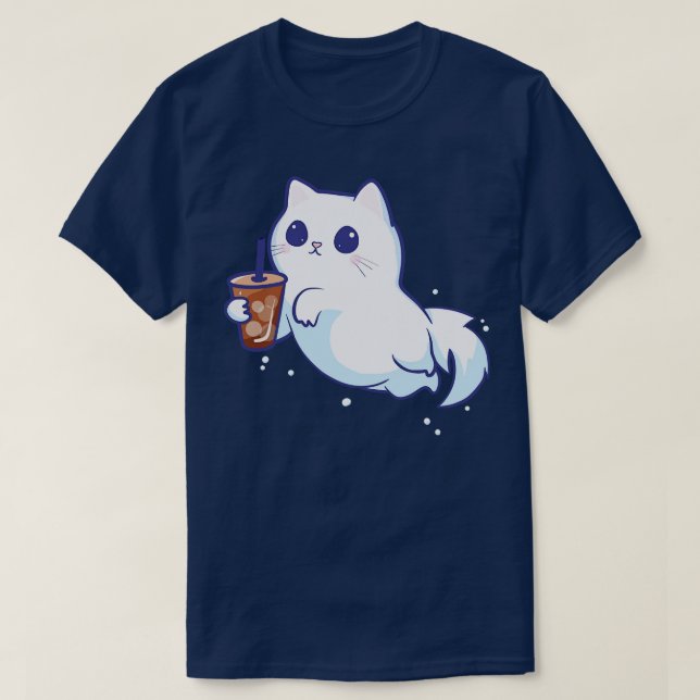 Camiseta Gato Fantasma Cujo Café Com Licença (Frente do Design)