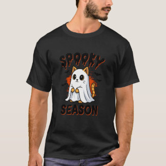 Camiseta Gato Fantasma de Halloween Fofo
