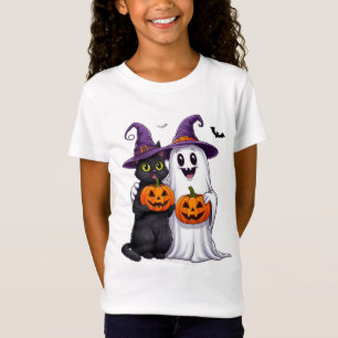 Camiseta Gato Fantasma e Cena de Halloween de Abóbora 👻