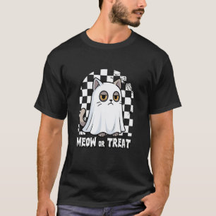 Camiseta Gato Fantasma Mal-Humorado Mia ou Trate Funny Hall