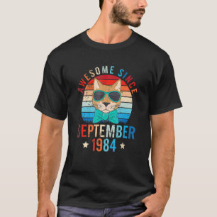Camiseta Gato Fantástico Desde setembro de 1984 Feliz Anive